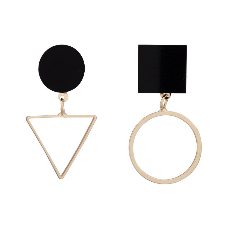 Asymmetric Geometric Round Triangle Earrings