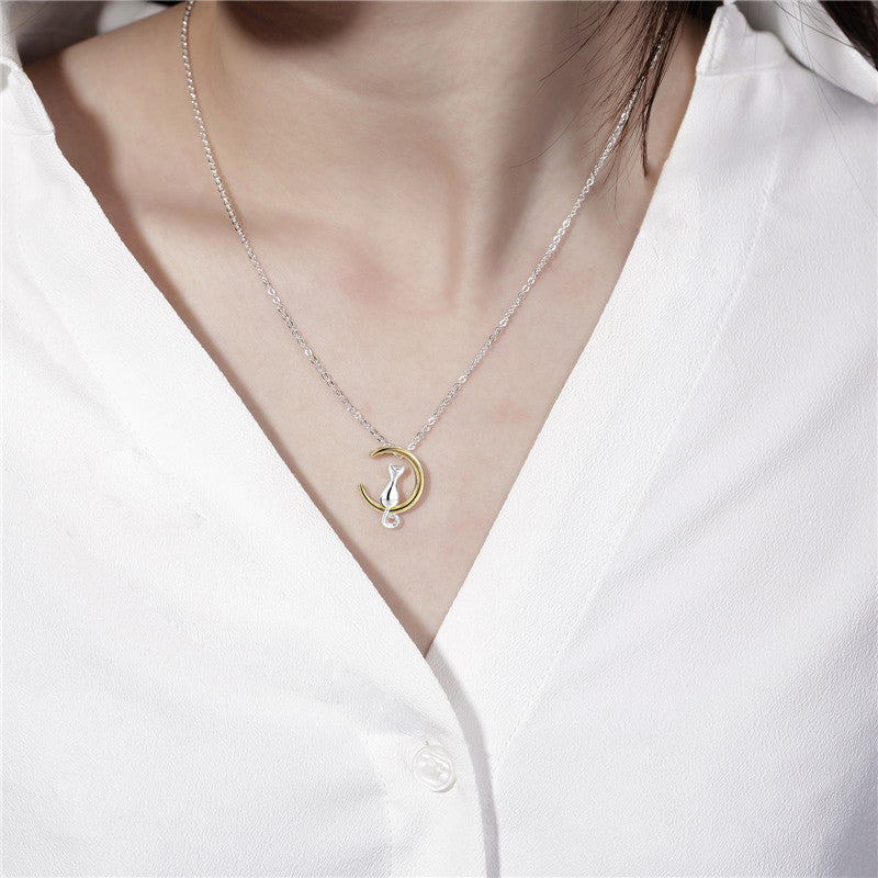 Jewelry Fashion Necklace Set Women Design Minimalist Pet Charm Cute Moon Cat Choker Pendant Necklacehot Sale Products