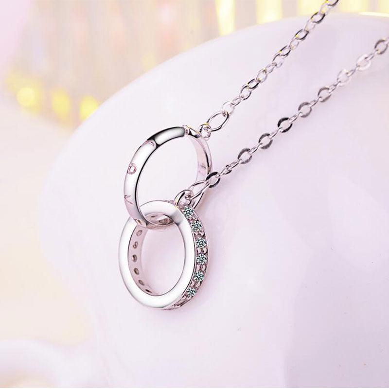 Double Ring Necklace Female Zircon Jewelry